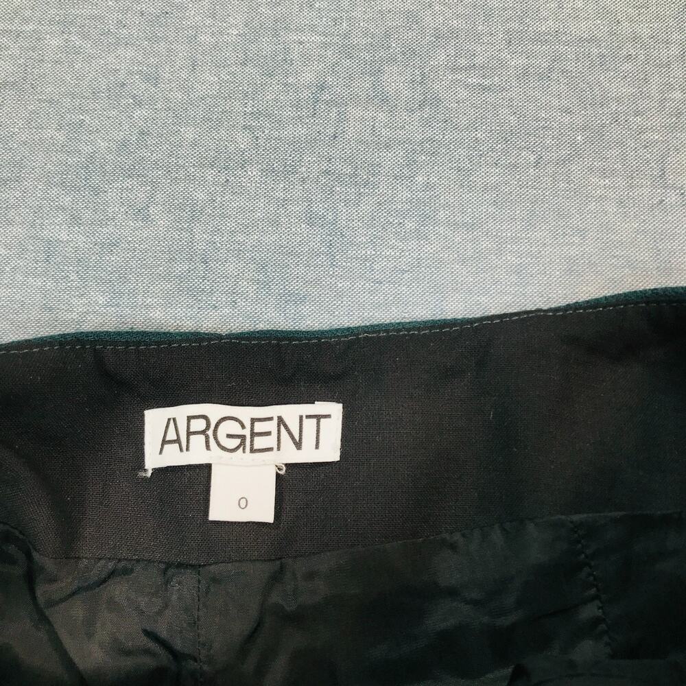 Argent Women 0 Tailored Flare Trouser Pants Seasonless Wool Blend Green Flaw AX1 - Picture 3 of 12